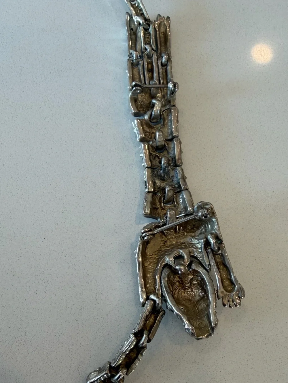 Vintage Articulated Leopard Rhinestone Shoulder Brooch